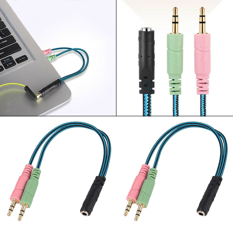2 Pack 3.5mm 4 Pole 1 Female To 2 Male Plugs Stereo Audio Y Splitter