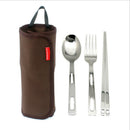 4 People Tableware Outdoor Cutlery Set Camping Barbecue Portable Stainless  X8X4