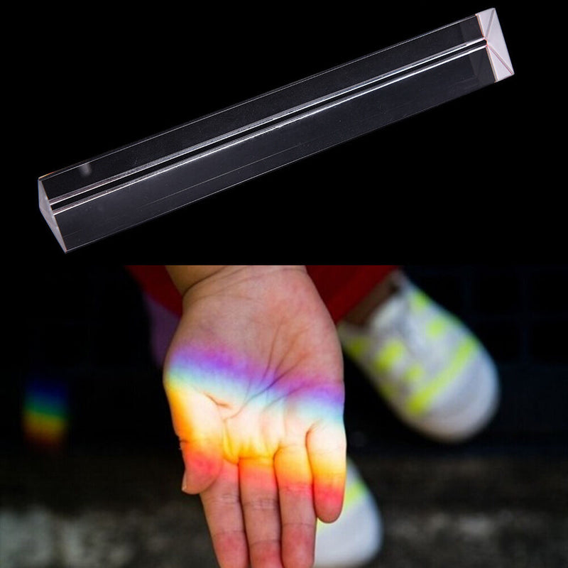 7.8" 20cm Optical Glass Triple Triangular Prism Physics Teaching Spectrum liau