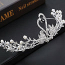 Bridal Hair Crystal Swan Crown Hollow Peal Baroque Tiara Wedding Hair Accessory-