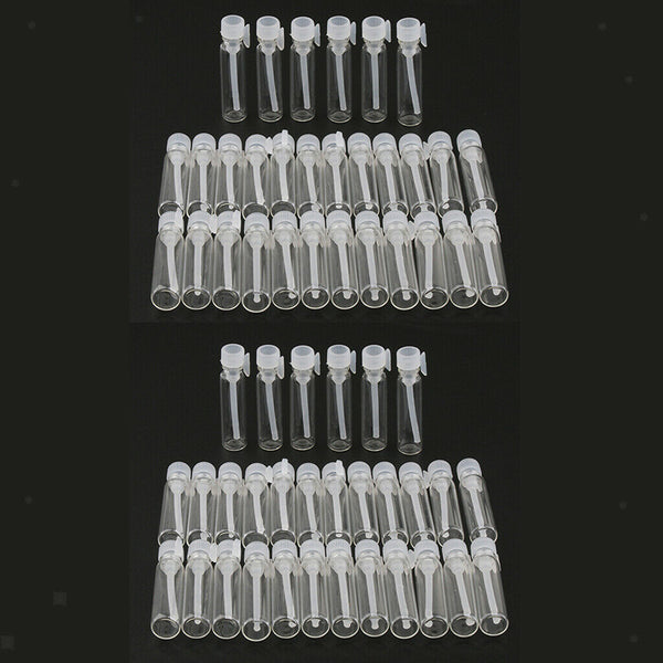 60X, Empty Mini Premium Trial Bottles, Refillable Clear Glass Vials Jars with