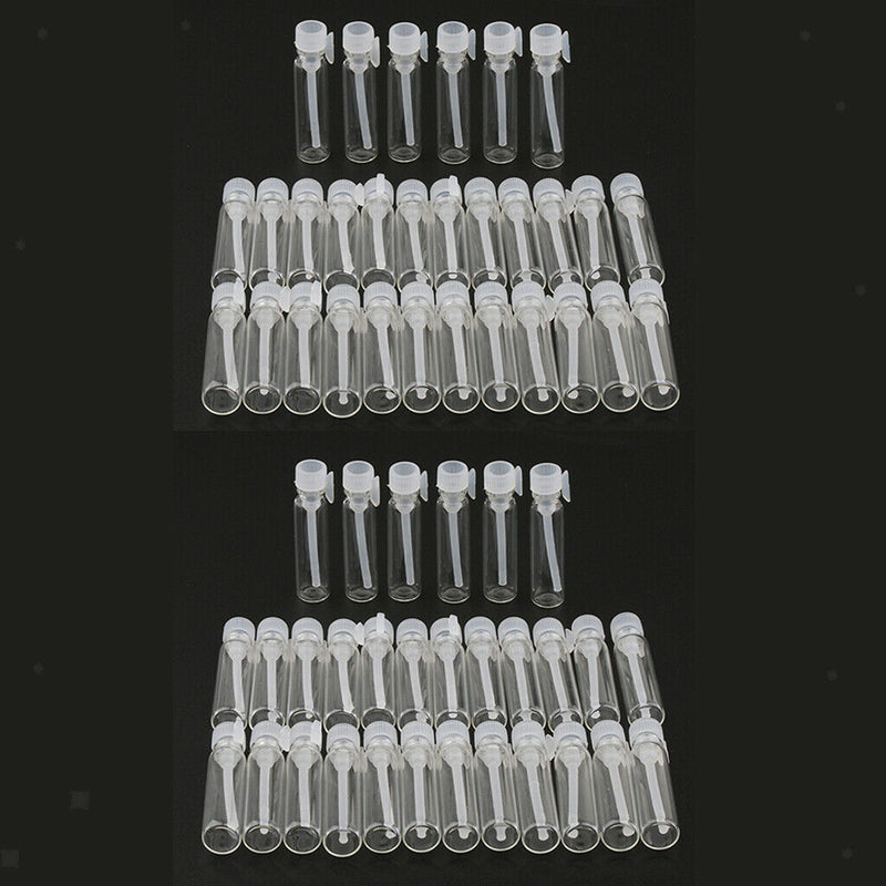 60X, Empty Mini Premium Trial Bottles, Refillable Clear Glass Vials Jars with