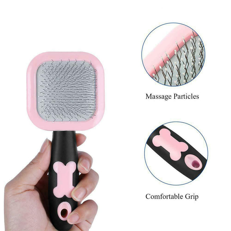 Pet Massage Grooming Brush 360 Rotatable Hair Removal Comb for Dogs (Pink)