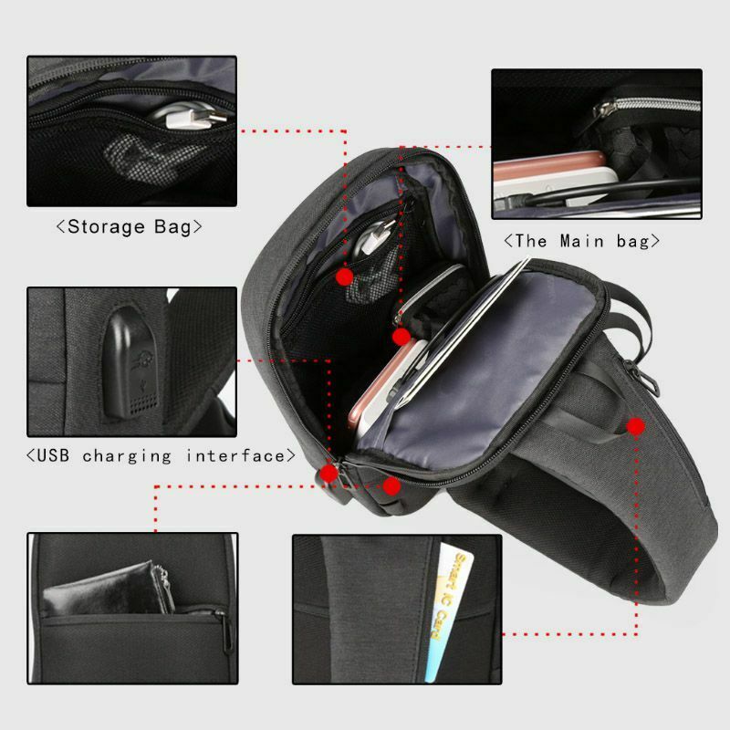 Kingsons USB Chest Bag Men Crossbody Bags Small Shoulder Bag For Male Bicyc Z2Y3