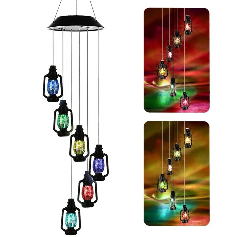 Changing Solar Powered Lanterns Wind Chime Wind Mobile LED Light, Gzero Spi F5J2