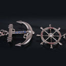 Couple Nautical Steering Wheel Anchor Charms Keychain Key Ring B9K9