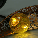Garden Solar Lights Pathway Outdoor Moon Crackle Wrought Iron&Glass Globe Sta&+