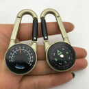 2PCS Multifunctional Keychain Hiking Metal Carabiner Mini Compass Thermometer