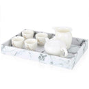 Marble Texture Serving Tray PU Leather for Coffee Collectibles Dining Room