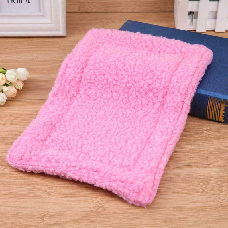 Plush Pet Hamster Cushion Mat Squirrel Warm Blanket Guinea Pig Bed(Pink)
