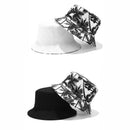 Canvas Fisherman Hat Unisex Printed Coconut Tree Double-Sided Wearing Cap OuR9Y1