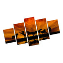 5 Panels HD Modern Abstract Painting Sunset Horse