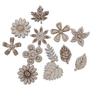 100pcs Wood Flowers and leaves Embellishment Wooden Shape Craft Wedding Decor BX