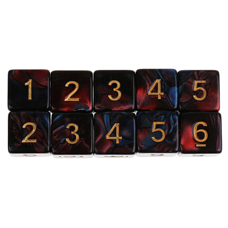 10pcs 6 Sided Dice D6 Polyhedral Dice for Dungeons and Dragons Table Games Blue