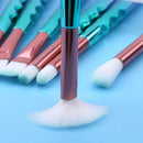 10pcs Mermaid Tail Cosmetic Brush Soft Nylon Hair Diamond Moon Brushes Set