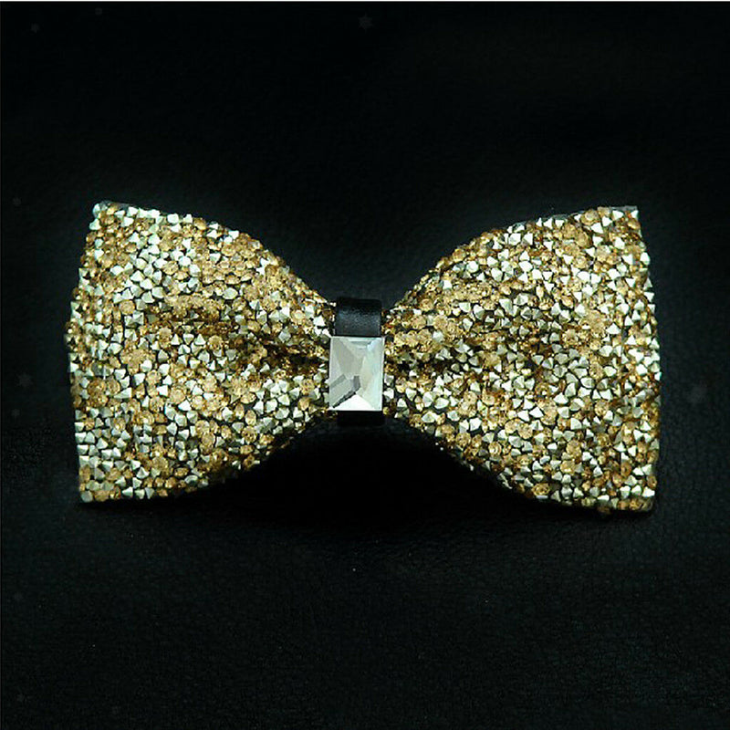 2x Men Shiny Crystal Rhinestone Bow Tie Bowties Wedding Party Necktie Adjust