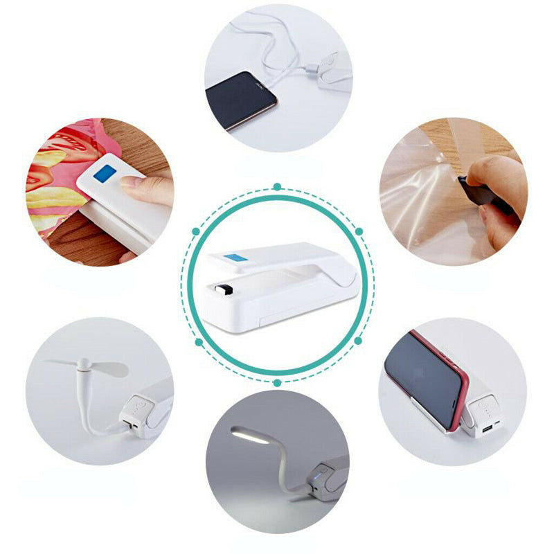 Handheld USB Mini 6 in 1 Bag Heat Sealer Cutter Packing Bags Sealing Machine
