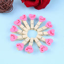 12pcs cute mini love heart wooden clothe photo paper peg clothespin clip  Z BX
