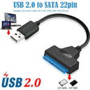USB 2.0 To SATA 22 Pin Laptop Hard Disk Drive SSD Adapter Converter Cable Hn