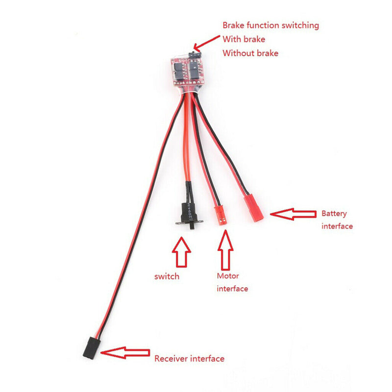 Brushed ESC 20A Li-Po 2S with Brake for RC Crawler Car Boat Tank, Can Work with
