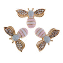 10x Mixed Alloy Bee Rhinestone Embellishment Decorative Flatback Buttons 25mm