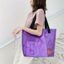 Clear PVC Transparent Shopping Bag Shoulder Handbag Women Totes (Purple)