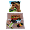 Brown Horse Latch Hook Rug Kits DIY Needlework Unfinished Cushion Mat Cover
