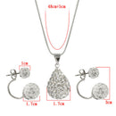 Fashion Crystal Ball Waterdrop Necklace Earrings Jewelry Set For Wedding Party3C