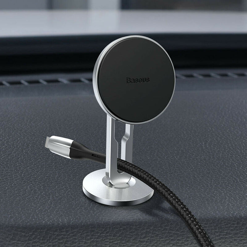 Magnetic Car Phone Holder Dashboard 360 Rotation Bracket w/Hollowed Cable Clip