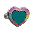 Magic Heart Shape Pendant Necklace Ring Set, Mood Change Color Heart Necklace