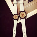 Luxury Watch Geometric Gear Leather Watch Couple Quartz Analog Watch Large  V9Y4