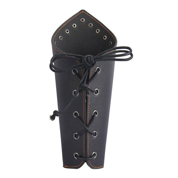 Medieval Knight Lace Up Wristband Wide Cuff Bracelet Costume Arm Armor Black