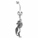 Little Mermaid Navel Rhinestone Belly Ring Body Button Bars Jewellery, Silv O8W5