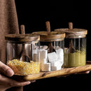 Creative Transparent Glass Kitchen Spice Jar Three-Piece Seasoning Storage