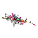 30 Assorted 316 Steel Acrylic Ball Labret Lip Bar Ring Q3C5