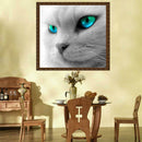 5D Blue-eyes Cat Diamond Painting Embroidery Full Drill DIY Cross Stitch