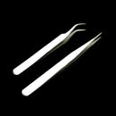 2Pcs Stainless Steel False Eyelash Extension Curved Straight Tweezers Kit KYW