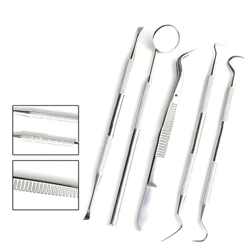 5X Stainless Steel Dental Oral Hygiene Kit Tools Deep Cleaning Teeth Care Set JR