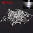 100PCS 5MM  White Light LED Light Emitting Diode Round LED Lamp ON