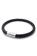 Stainless Steel Leather Bracelet, Braided Leather Bracelet, for Men Women,  Y2Q1