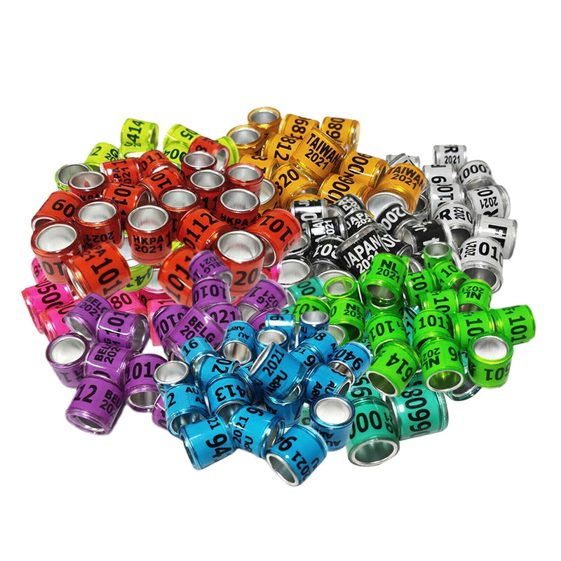 100Pcs 2021 Aluminium Racing Pigeon Leg Rings Bands 8mm for Birds Parrot Quail