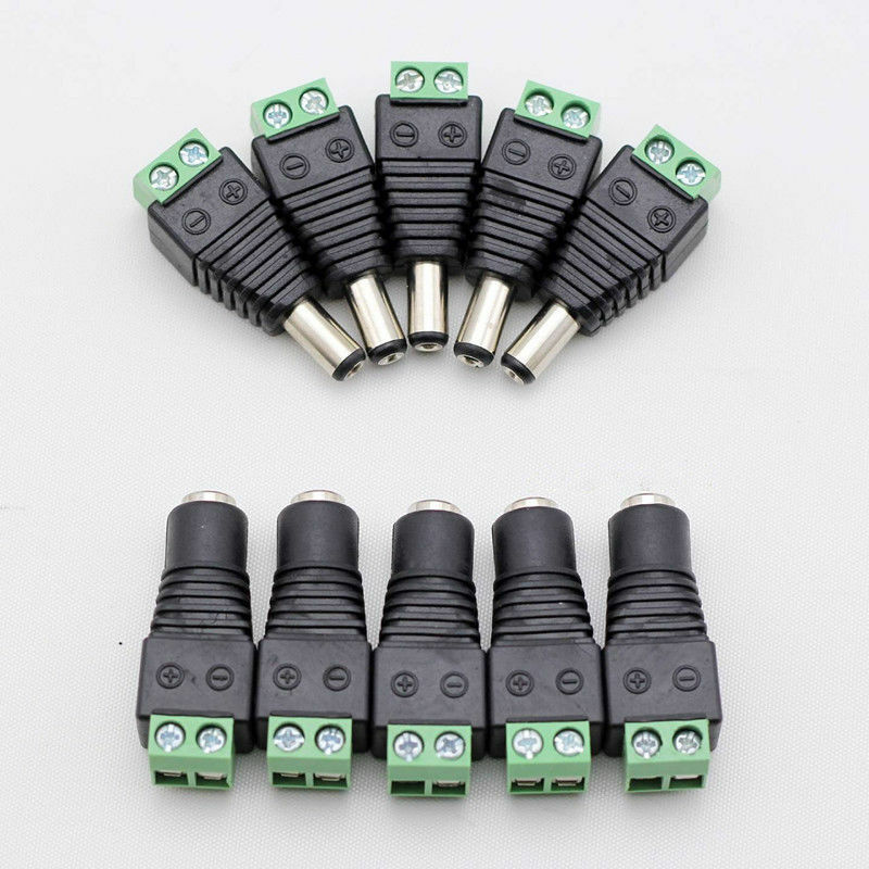 10x12V male + female 2.1x5.5mm DC Power Plug Jack adapter connector for CCTV_ Lt
