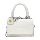 Alligator PU Crossbody Bag Women Daisy Chain Mini Shoulder Handbag (White)