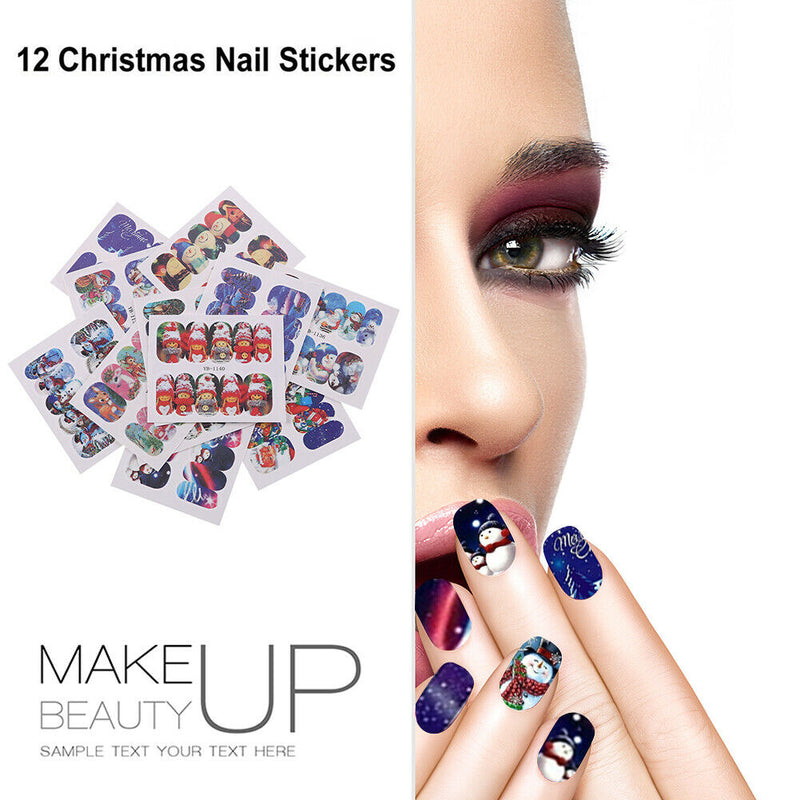 DIY Nail Art Water Transfer Stickers 12 Designs Charm Colorful Nail Wraps Kit