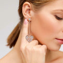 Rhinestone Heart Dangle Stud Earrings Women Casual Drop Earrings Jewelry