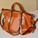 Women Oiled Leather Tote Handbag Purse Lady Messenger Shoulder Bag Satchel