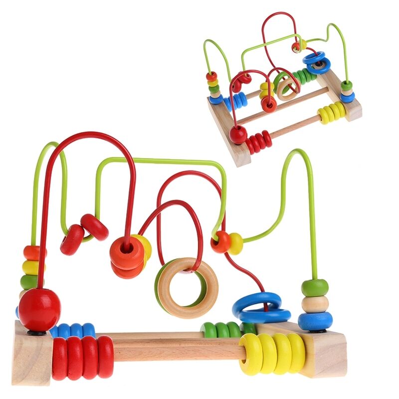 Educational Baby Kids Wooden Circle Bead Maze Toddler Intelligence Toys Gift