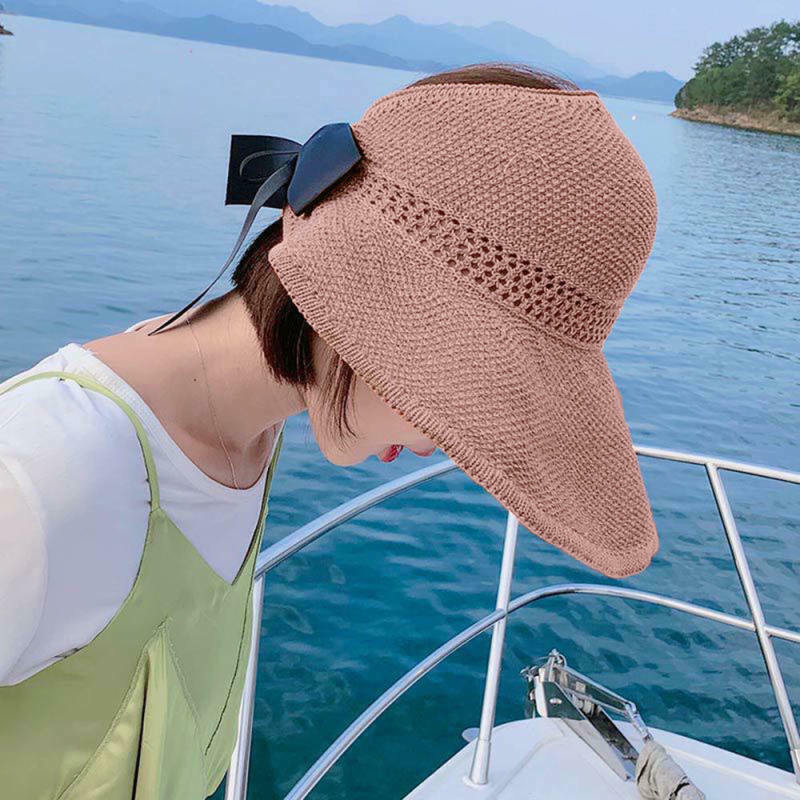 Women Fashion Summer Round Foldablet Sunscreen Ultraviolet Beach Straw Hat