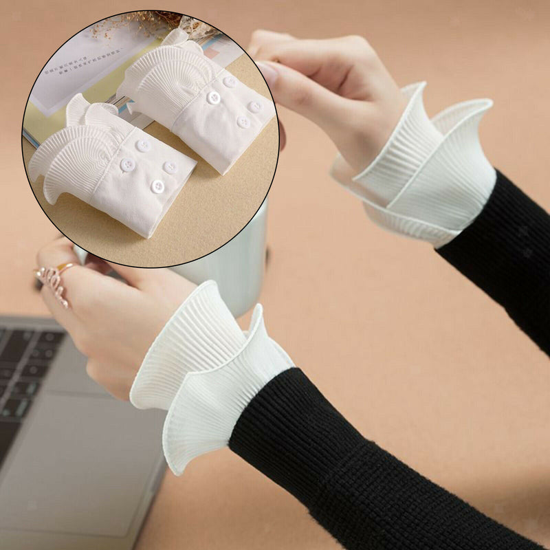 Lady False Collar Cuff Set Stand Ruffles Half Shirt Detachable False Faux Collar