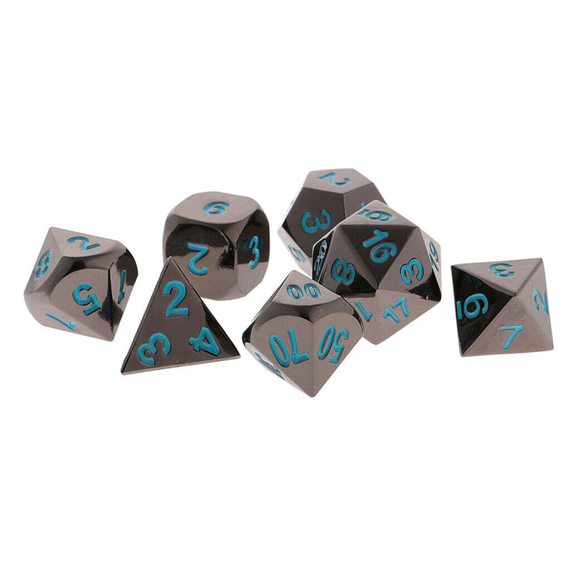 7x Black Nickel D4 D20 Multiple Dice for RPG MTG Gaming Players with